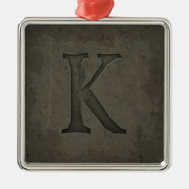 Concrete Monogram Letter K Metal Tree Decoration (Front)