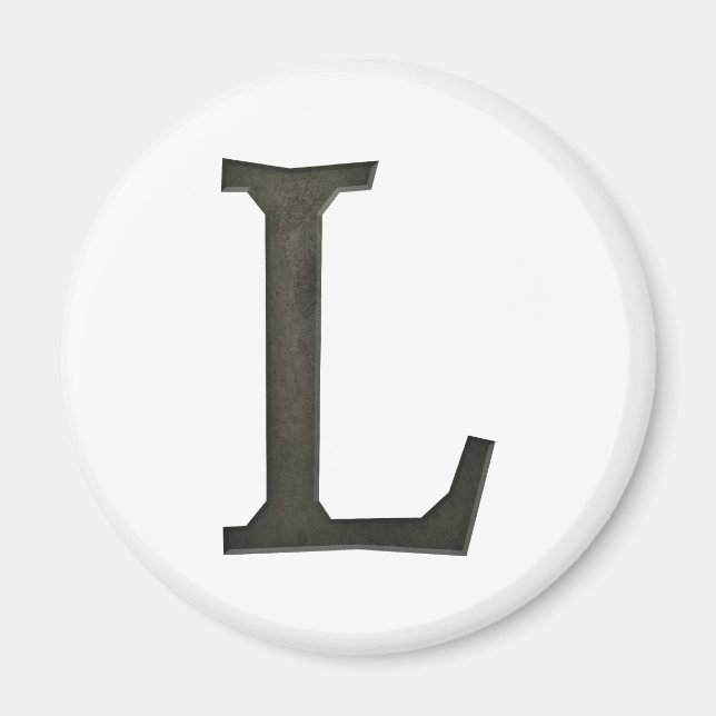 Concrete Monogram Letter L Magnet (Front)