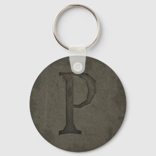 Concrete Monogram Letter P Key Ring