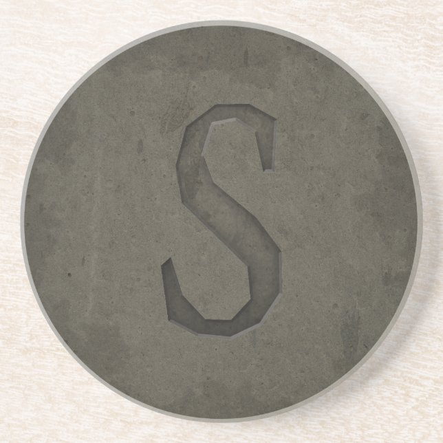 Concrete Monogram Letter S Coaster (Front)