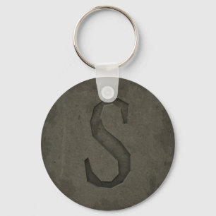 Concrete Monogram Letter S Key Ring