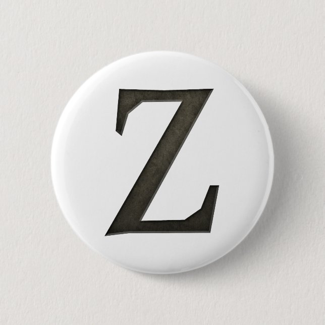Concrete Monogram Letter Z 6 Cm Round Badge (Front)