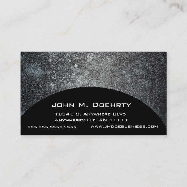 Concrete Moon Texture on Black Business Card (Front)