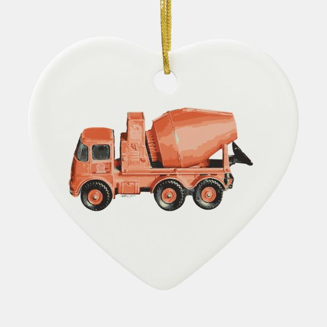 Concrete Orange Cement Toy Truck Ceramic Tree Decoration (Front)