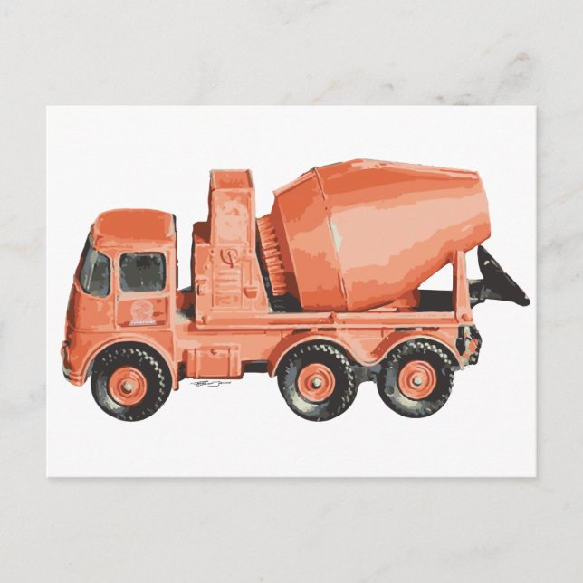 Concrete Orange Cement Toy Truck Postcard (Front)