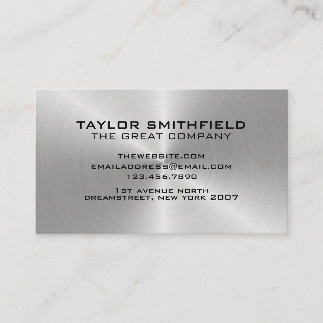 Concrete Professional Metal Silver Business Card (Front)