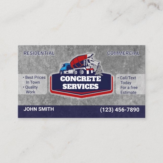 Concrete Service Business Cards (Front)