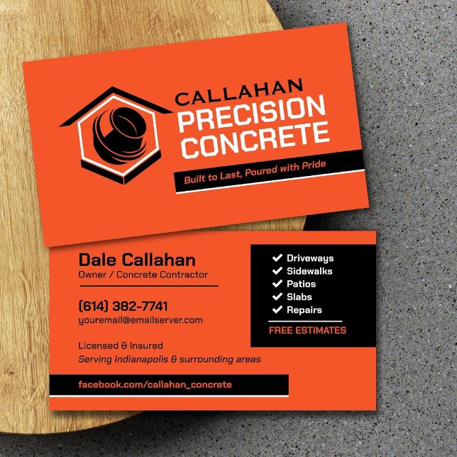 Concrete Services Contractor  Business Card (Creator Uploaded)