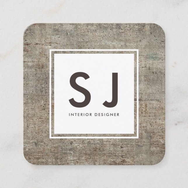 Concrete Texture Simple Modern Interior Designer Square Business Card (Front)