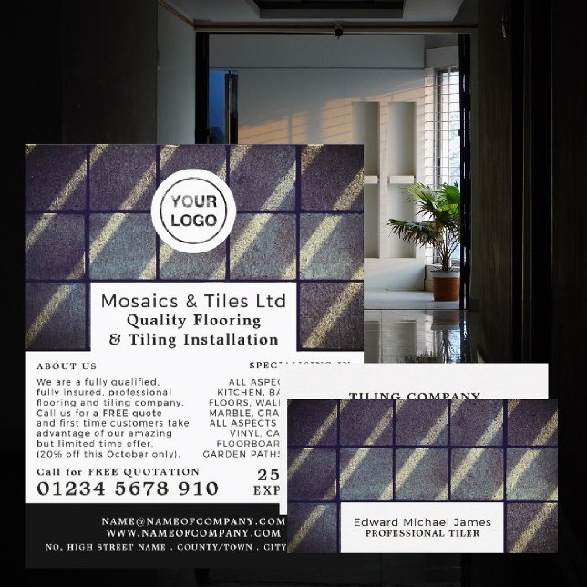 Concrete Tiles, Floorer, Tile Installer Business Card (Creator Uploaded)
