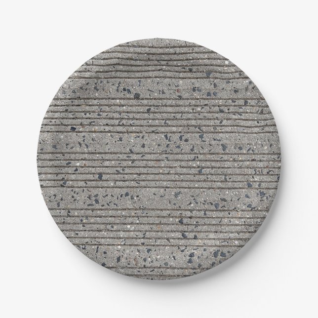 Concrete Tining Grey Cement Sidewalk Paper Plate (Front)