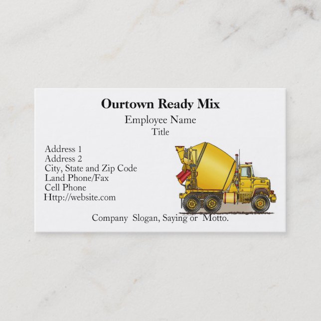 Concrete Truck Business Cards (Front)