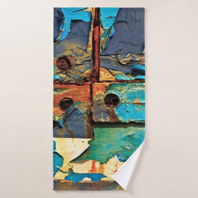 Concrete wall with abstract painting bath towel (Bath Towel)
