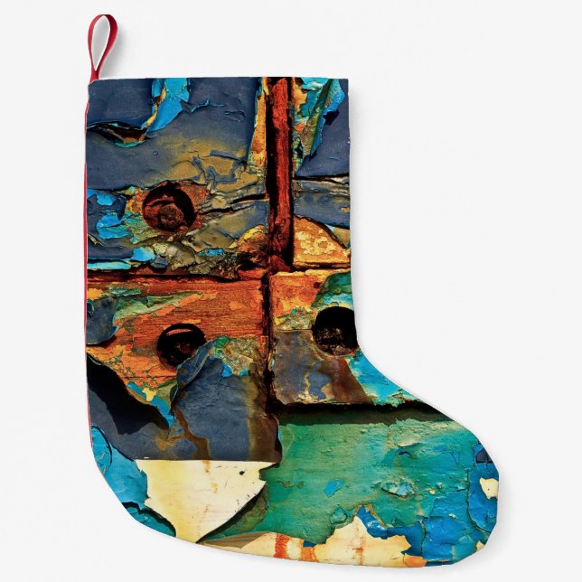 Concrete wall with abstract painting small christmas stocking (Front)