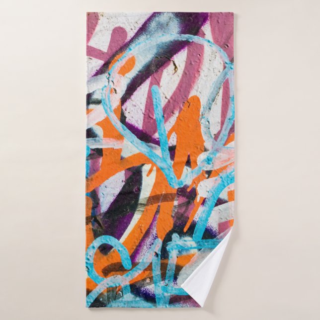 Concrete, weathered, worn wall damaged paint. Grun Bath Towel (Bath Towel)