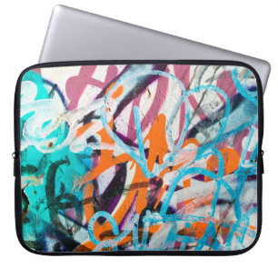 Concrete, weathered, worn wall damaged paint. Grun Laptop Sleeve