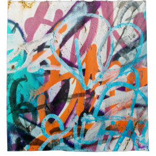 Concrete, weathered, worn wall damaged paint. Grun Shower Curtain