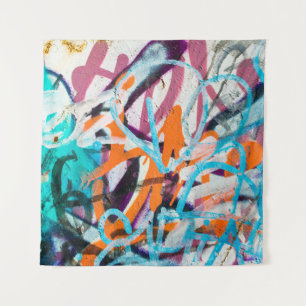 Concrete, weathered, worn wall damaged paint. Grun Tapestry