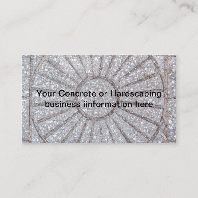 Concrete with a sun carved on it business card (Front)