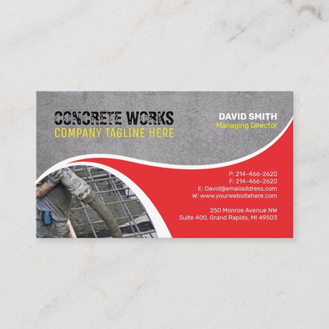 Concrete works, Construction company Business card (Front)