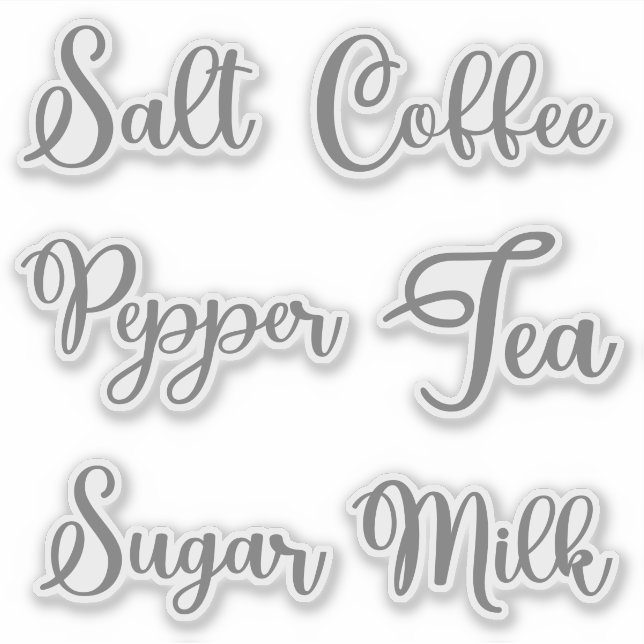 Condiments and Spices Mason Jar Label Stickers (Front)