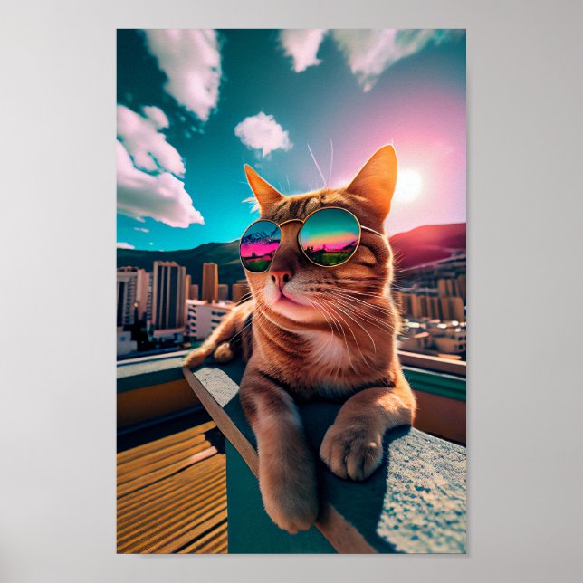 Condo-Top Cat Wearing Sunglasses Poster (Front)