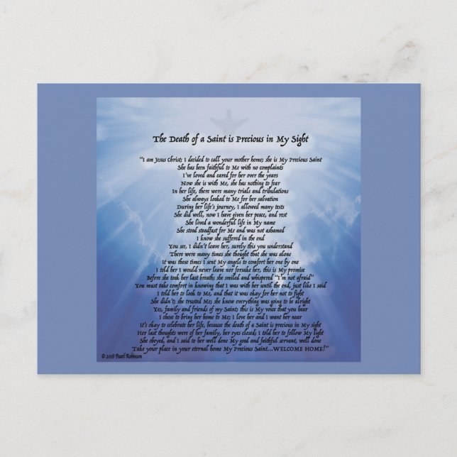 Condolence post card for the loss of your mother (Front)