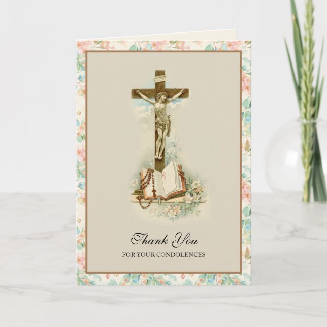 Condolence Sympathy Thank You Catholic Crucifix (Front)