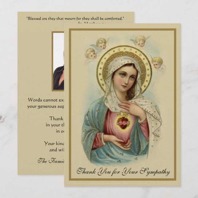 Condolence Sympathy Thank You Catholic Mary (Front/Back)