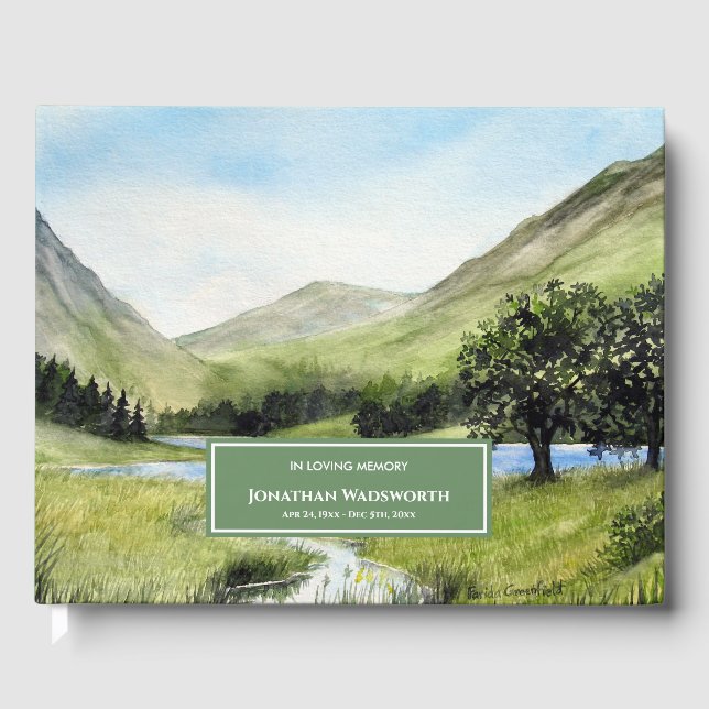 Condolence Watercolor Lake Buttermere Cumbria Guest Book (Front)