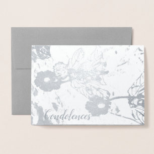 Condolences and Sympathy Silver Foil Floral Card