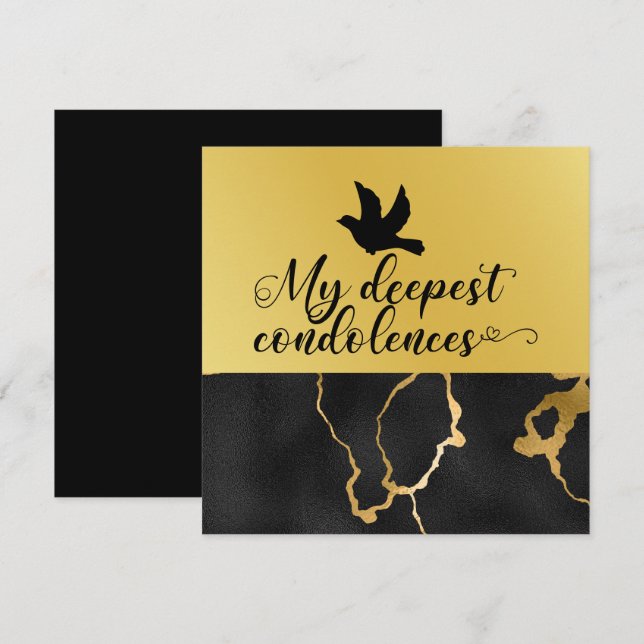 Condolences  Black and Gold Theme  Card (Front/Back)