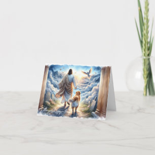 Condolences Card for Dog Loss-Jesus with Golden 