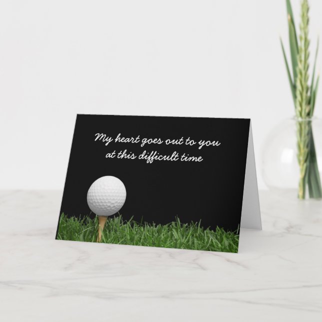 Condolences card for golfer golf ball at hole (Front)