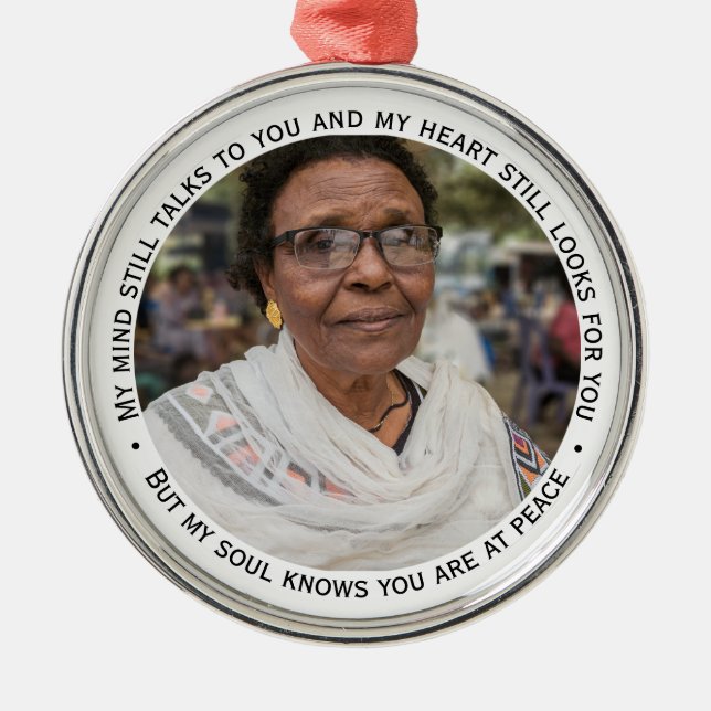 Condolences Photo Memorial Remembrance Keepsake Metal Tree Decoration (Front)