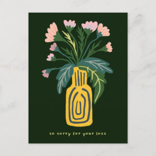Condolences Sorry for Loss Vase of Flowers Custom Postcard