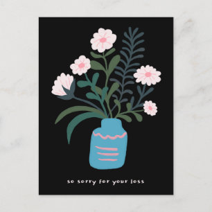 Condolences Sorry for Loss Vase of Flowers Custom Postcard