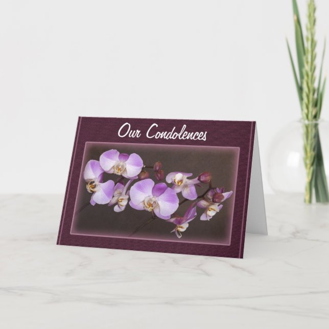 Condolences Violet White Orchid Close-Up Photo Card (Front)