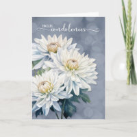 Condolences White Chrysanthemums on Blue Sympathy