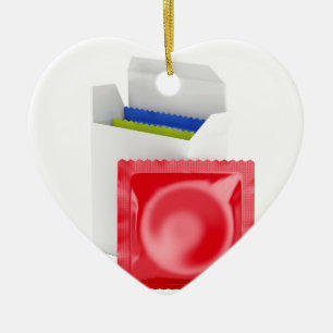 Condoms on white background ceramic tree decoration