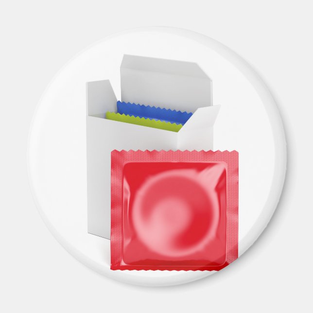 Condoms on white background magnet (Front)