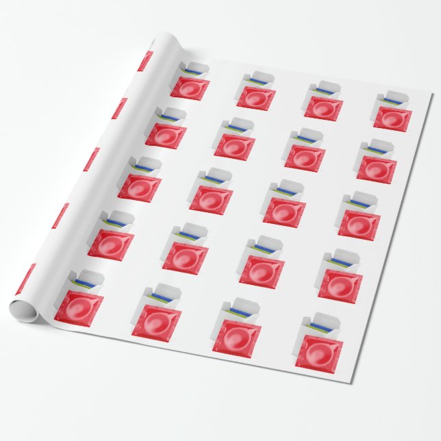 Condoms on white background wrapping paper (Unrolled)