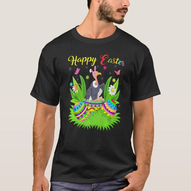 Condor Bird  Floral Easter Egg Funny Condor Easter T-Shirt (Front)