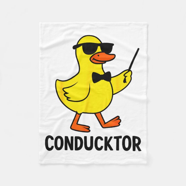 Conducktor Funny Duck Music Pun Orchestra Design  Fleece Blanket (Front)