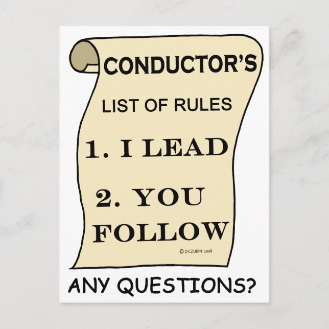 Conductor List Of Rules Postcard (Front)