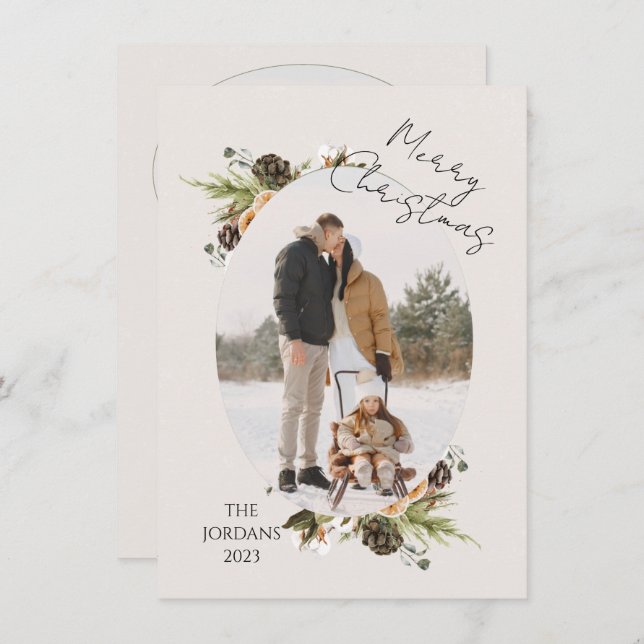 Cone Branches Christmas Photo Holiday Card  (Front/Back)