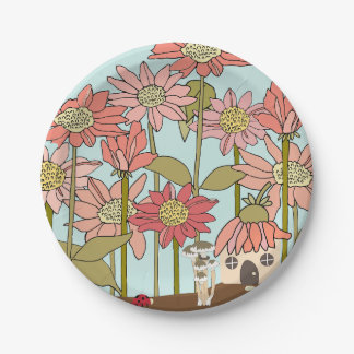 Cone Flower, Fairy house Paper Plate