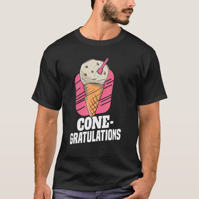 Cone Gratulations Motif For Ice Cream T-Shirt (Front)