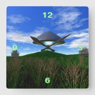 Cone Shaped UFO Square Wall Clock