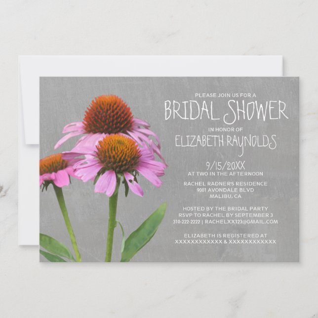 Coneflower Bridal Shower Invitations (Front)